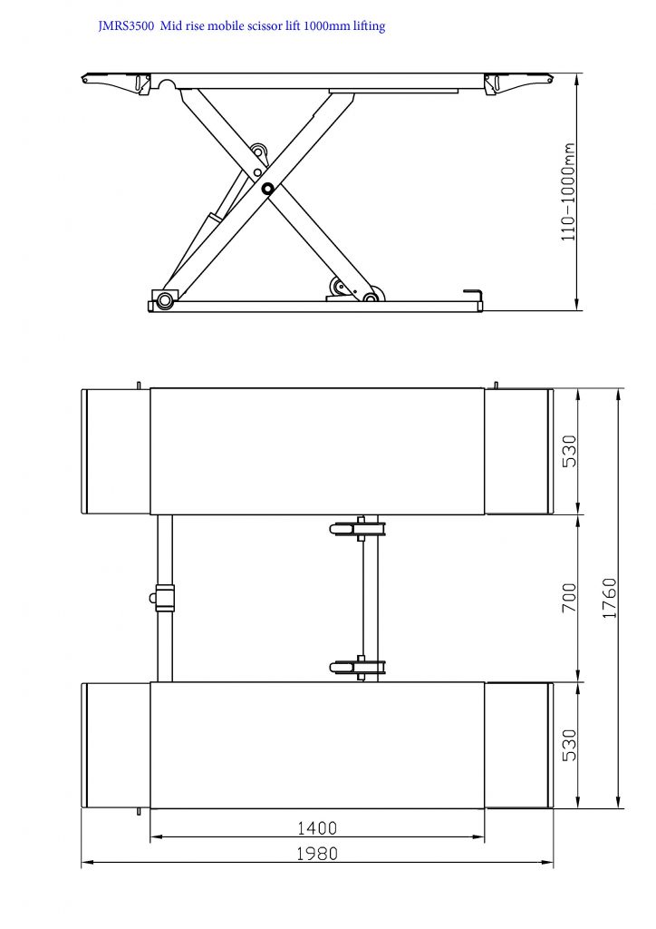 Mid Rise Mobile Scissor Lift 3.5T, Super Heavy Duty - Jackaroo JMRS3500 ...